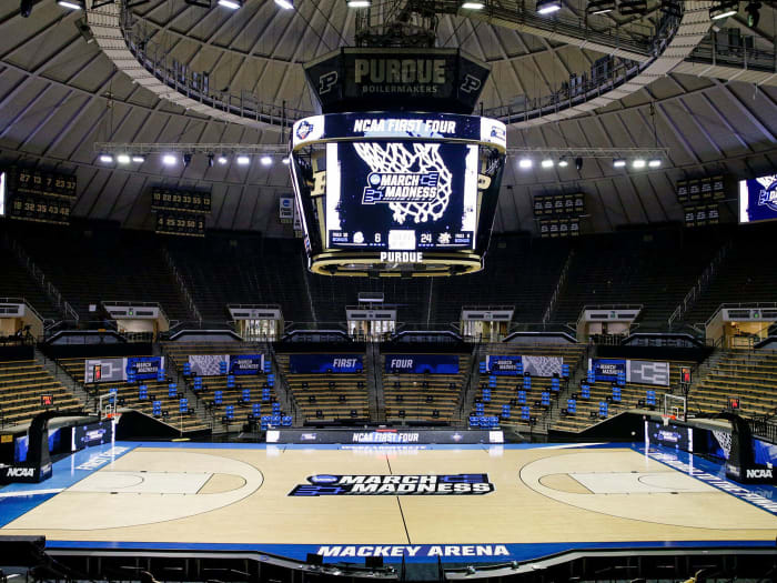 An empty Mackey Arena sits ready for March Madness